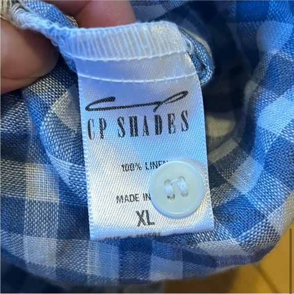 CP Shades Gigi Linen Top blue and white check pattern button up size extra large - Picture 8 of 8